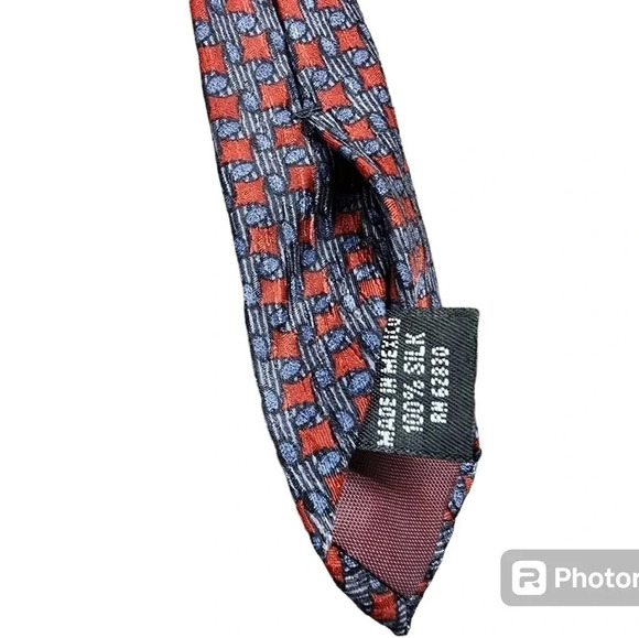 COCKTAIL COLLECTION MENS MULTICOLORED SQUARES SILK TIE - Picture 7 of 7